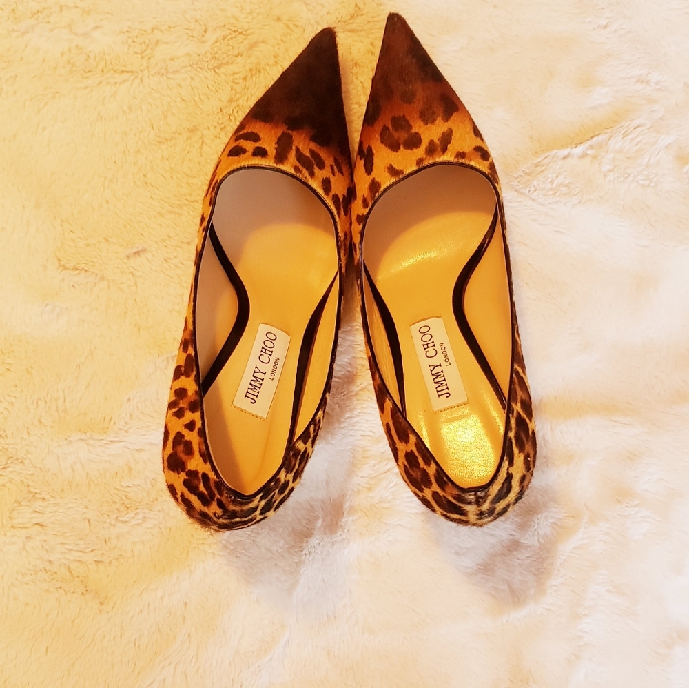 Jimmy Choo Leopard Print Pointed Toe Heels - Picture 5 of 6